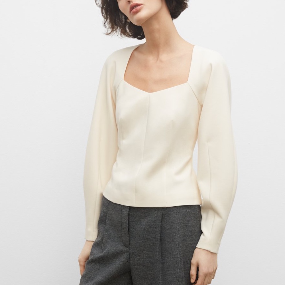 Square Neck Sculptural Sleeve Top- Brand New- NEVER WORN- PUTTY (SEE COLOR PIC)